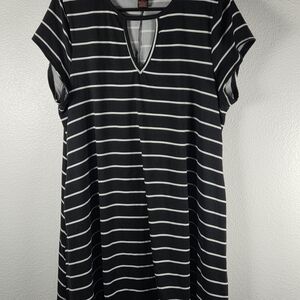 Elegant Black and White Striped Women's Tunic